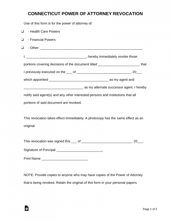 Free Connecticut Power Of Attorney Forms Pdf Eforms Free Fillable