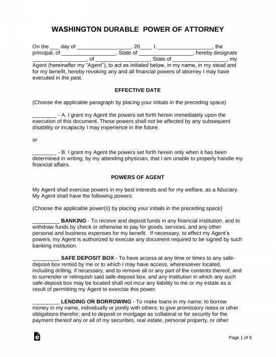 Sample Of Power Of Attorney Letter from eforms.com