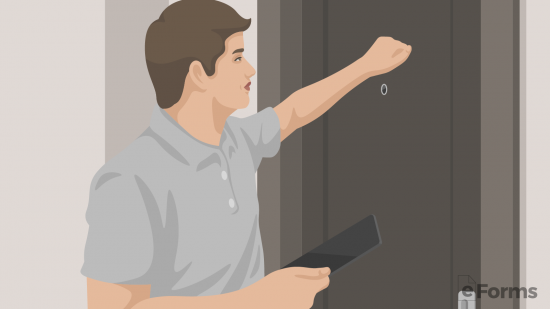 person knocking on tenant's door 