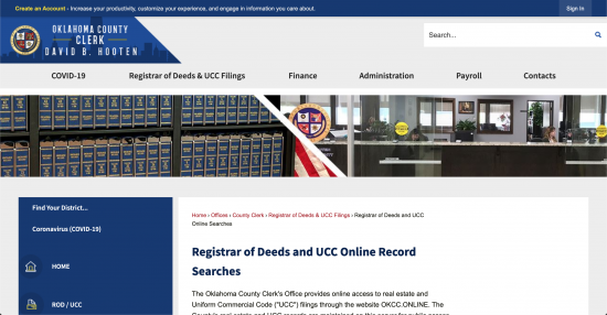 oklahoma county clerk online record search page