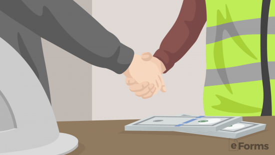 client and contractor shaking hands after payment