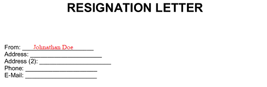 2 Week Notice Letter Example from eforms.com