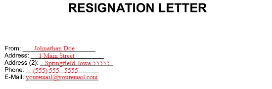 resignation letter sample 2 weeks notice