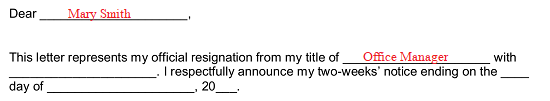 Letter Of Resignation Two Weeks Notice from eforms.com