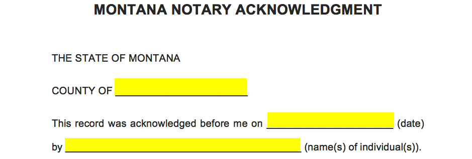 Free Montana Notary Acknowledgment Form Pdf Word Eforms 58905 Hot Sex Picture 5793