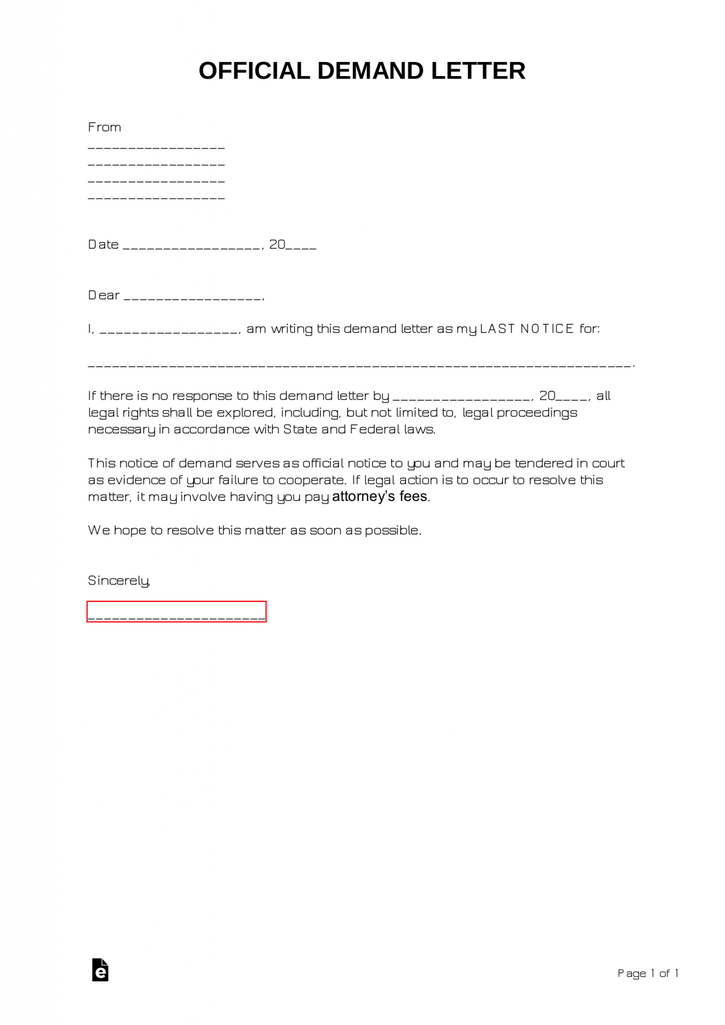 Free Demand Letter Templates With Samples Pdf Word Eforms