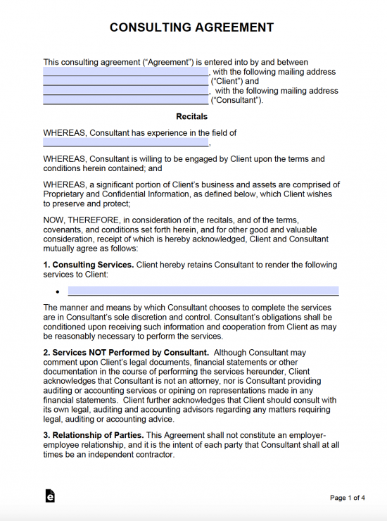 Free Consulting Agreement Template (with Retainer) PDF Word eForms