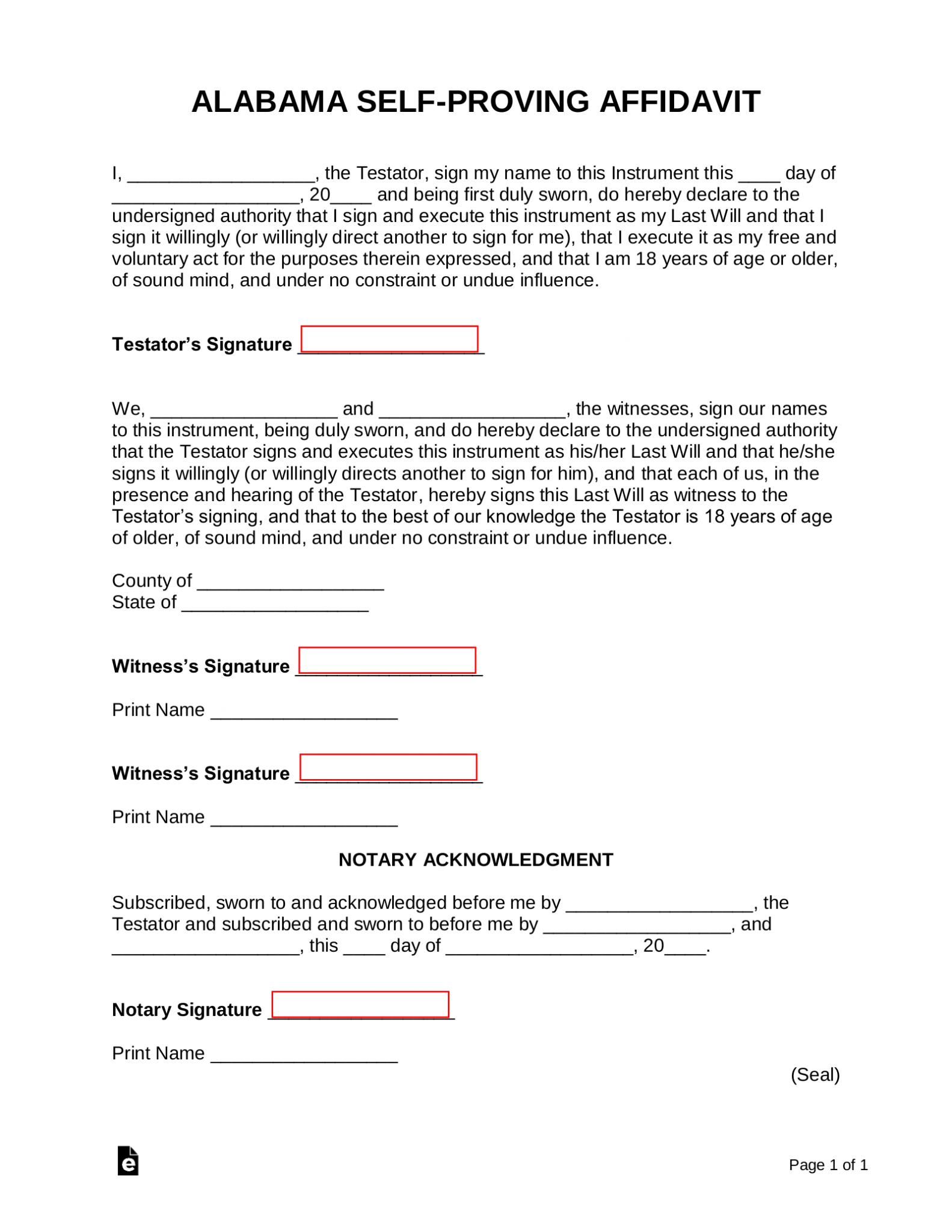 Free Alabama Self Proving Affidavit Form Pdf Word Eforms Hot Sex Picture