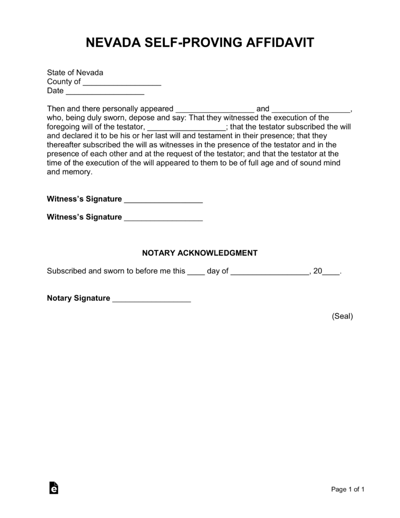 Nv Affidavit Form Fill Out And Sign Printable Pdf Template Signnow Bank Home