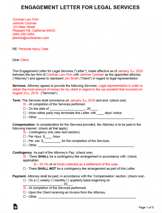 Sample Attorney Client Letter from eforms.com