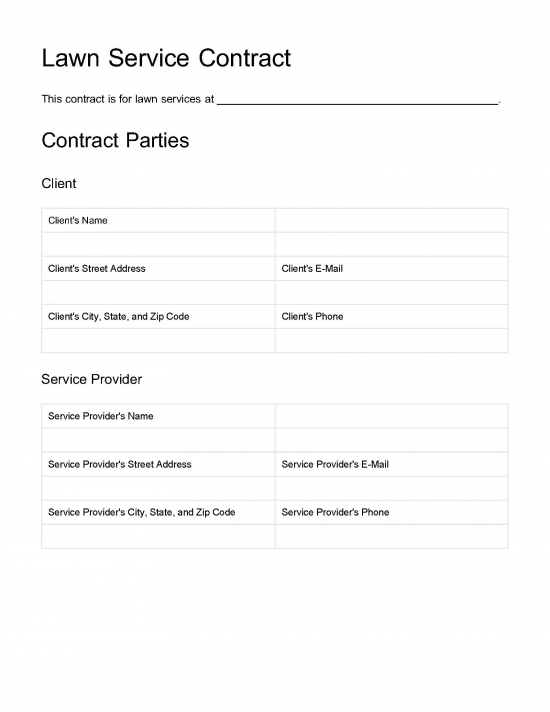 Free Lawn Care Contract Template - Samples - PDF | Word ...