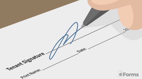 closeup of tenant signature on lease amendment