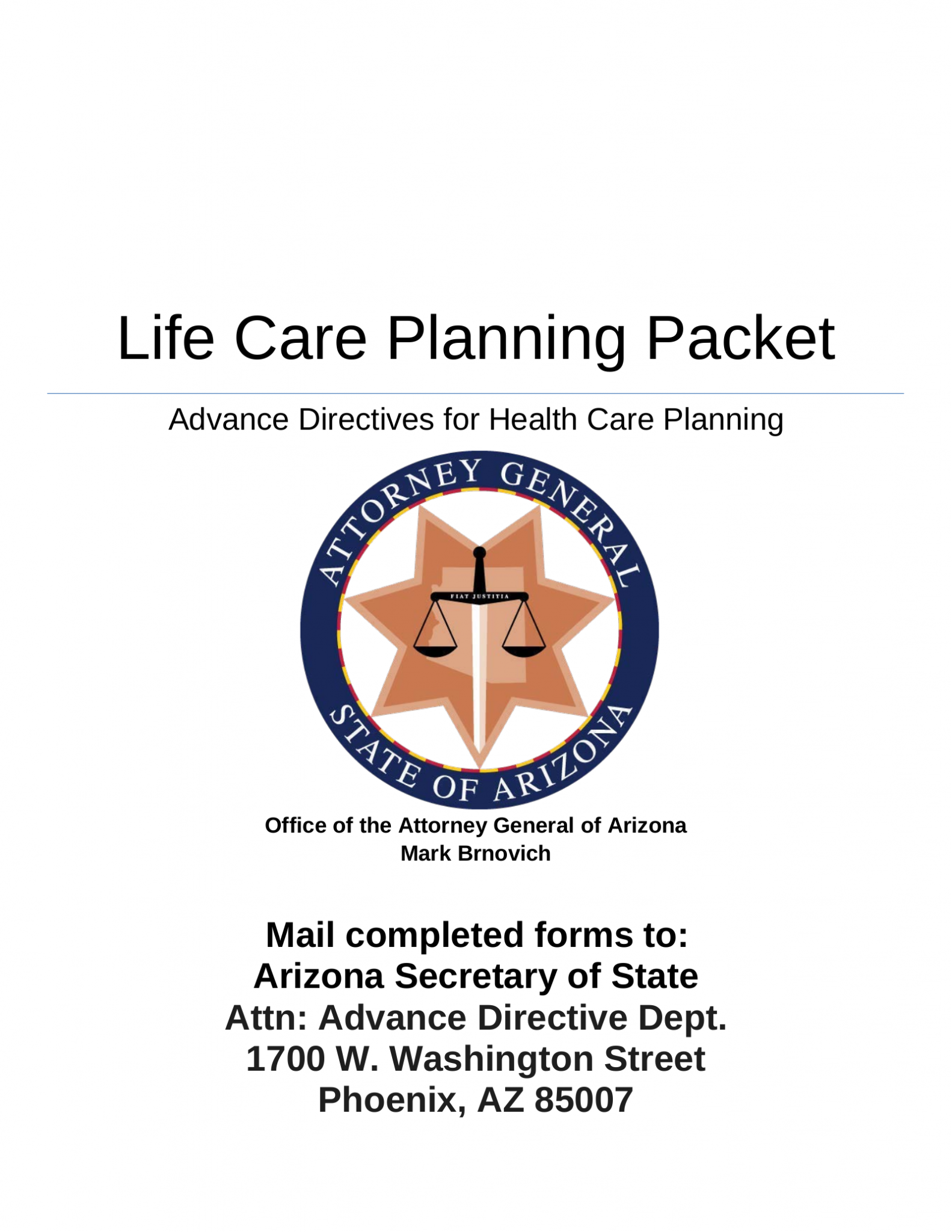 Free Arizona Advance Directive Form Pdf Eforms