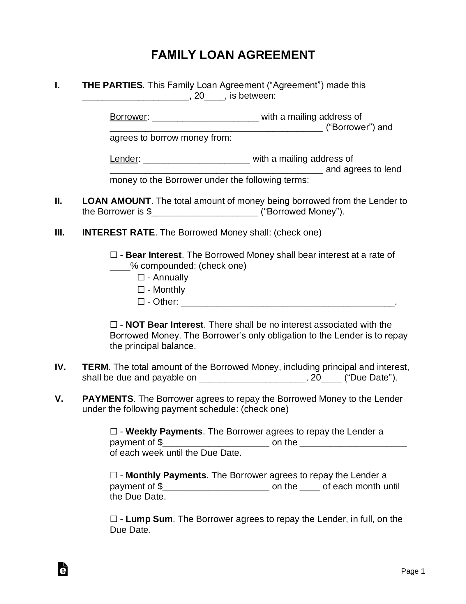 Free Loan Agreement Templates 10 PDF Word EForms