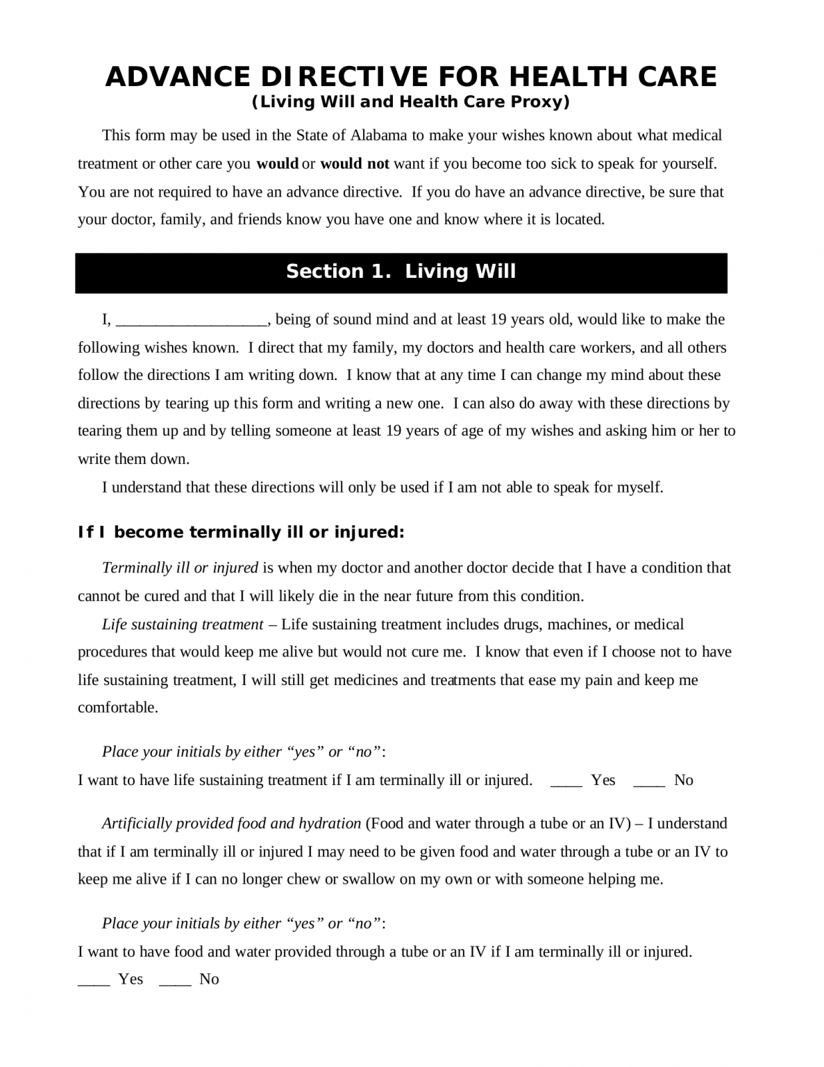 Free alabama last will and testament template pdf word eforms