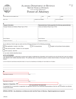 Alabama Motor Vehicle Power of Attorney Form | MVT 5-13