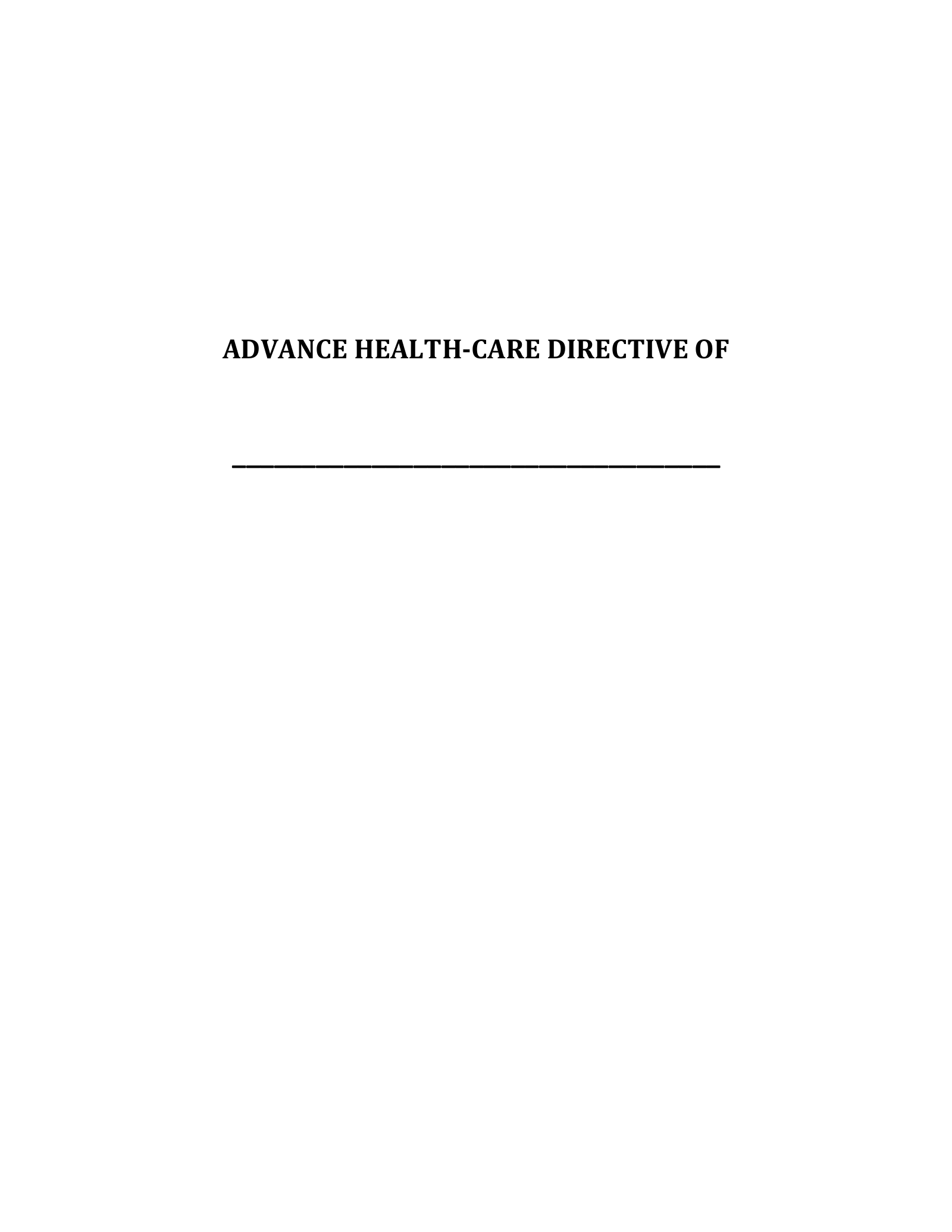 Delaware Advance Health Care Directive Form