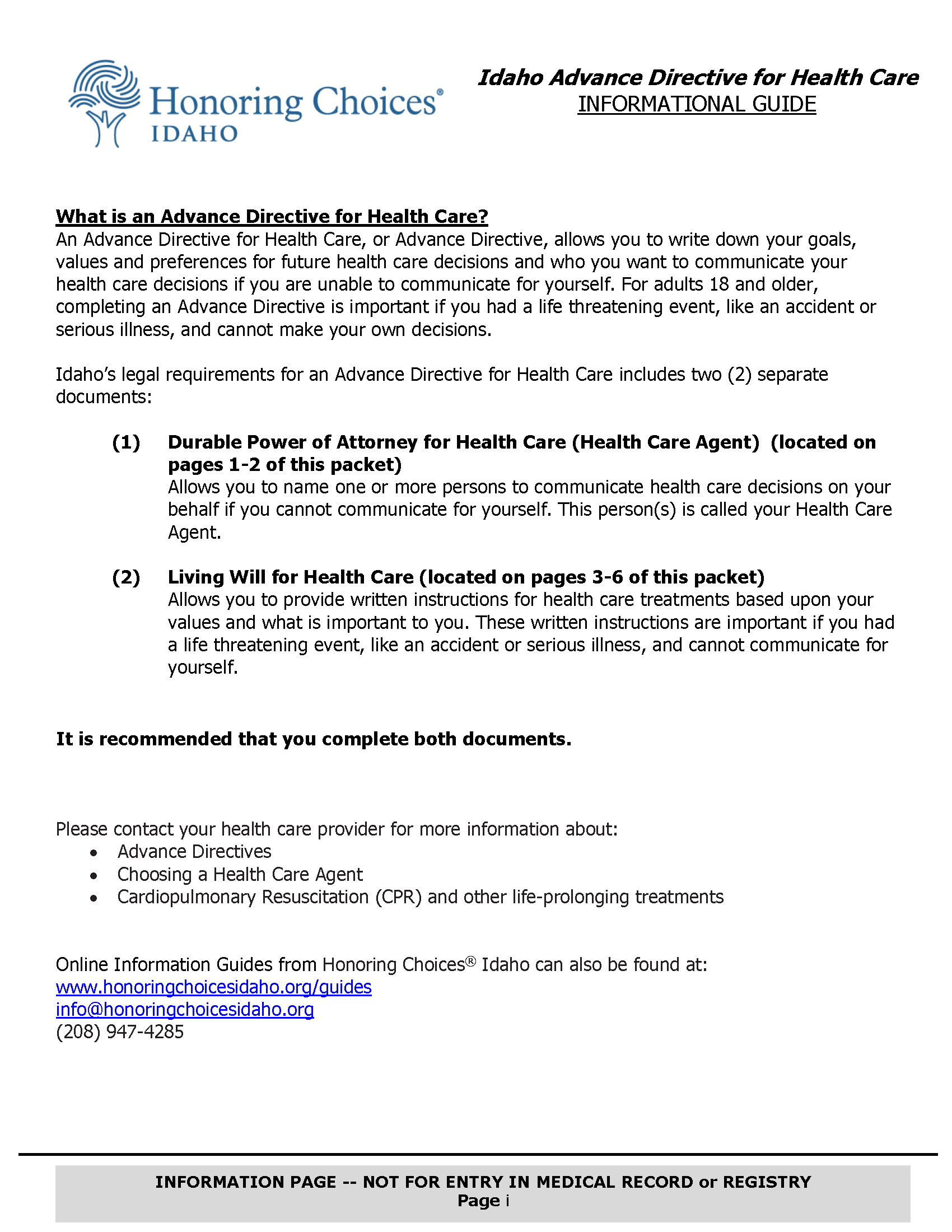 Free Idaho Advance Directive Form Template - PDF | Word – eForms