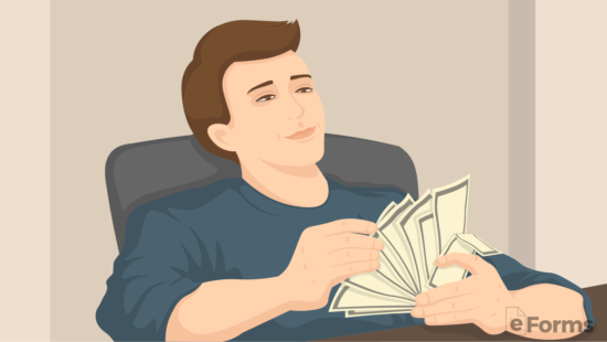 landlord sitting in chair counting money