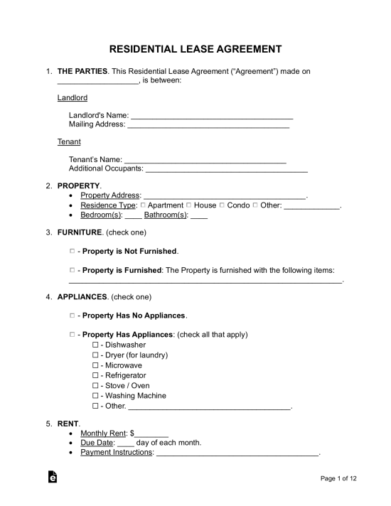 Rental / Lease Agreement Templates (15)