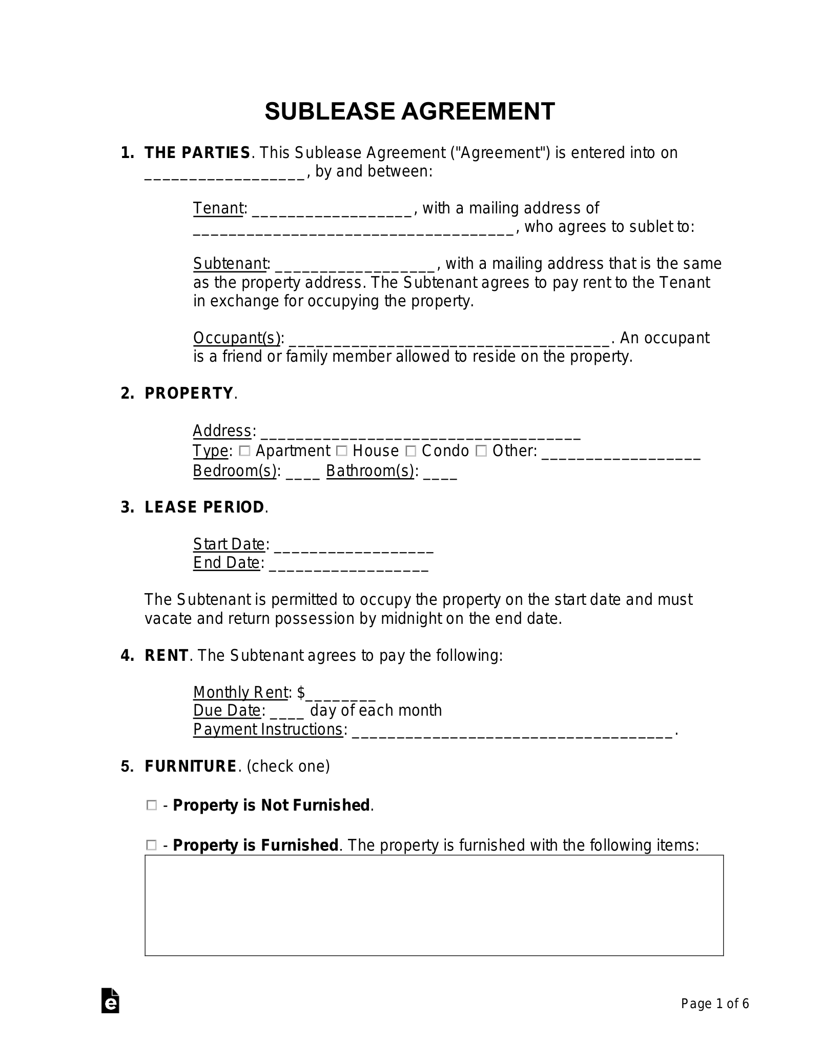 Ontario Sublet Agreement Template