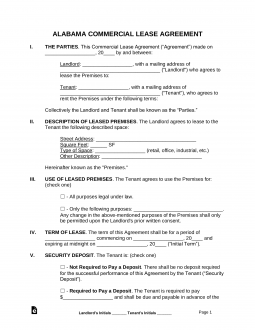 Alabama Commercial Lease Agreement Template