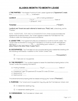 Alaska Month-to-Month Rental Agreement Template