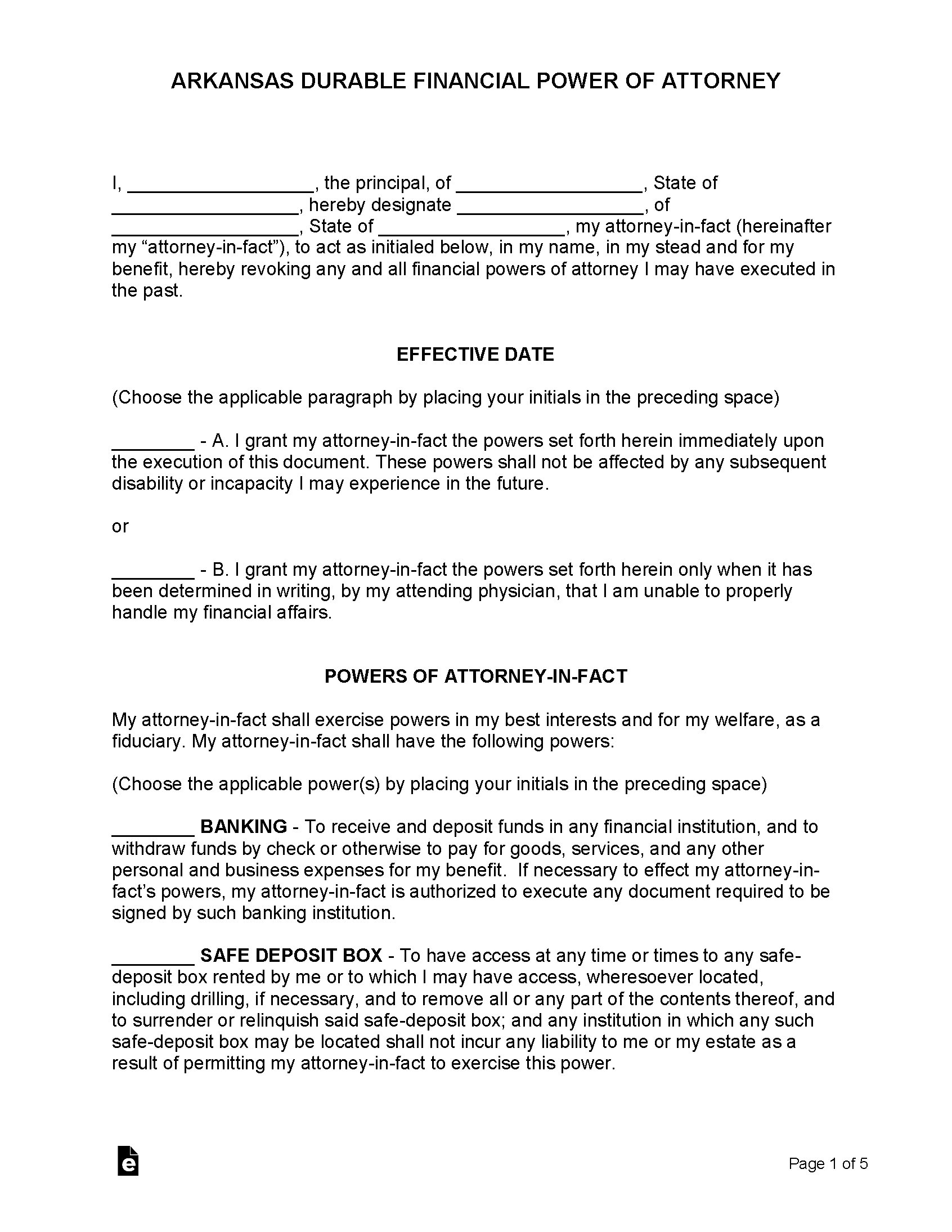 Free Arkansas Power Of Attorney Forms PDF Word EForms Free Fillable Forms