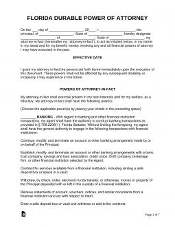 Florida Power of Attorney Forms (9 Types)