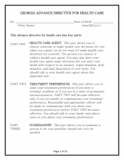 Georgia Advance Directive for Health Care