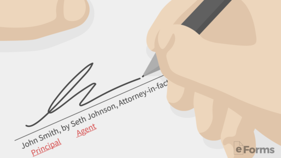 closeup of agent signing power of attorney form