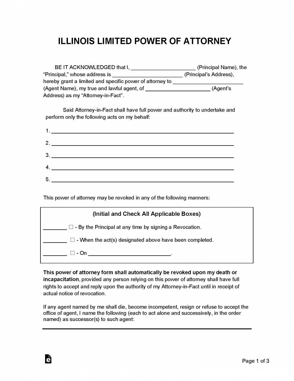 Free Illinois Power of Attorney Forms (9 Types) - PDF | Word – eForms