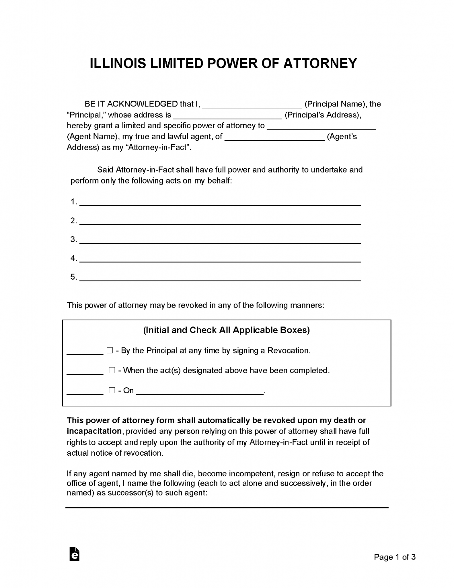 Free Illinois Power of Attorney Forms (8 Types) - PDF | Word – eForms