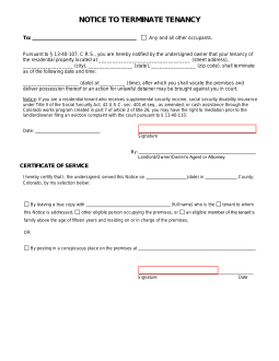 Colorado Lease Termination Letter | Form JDF 97