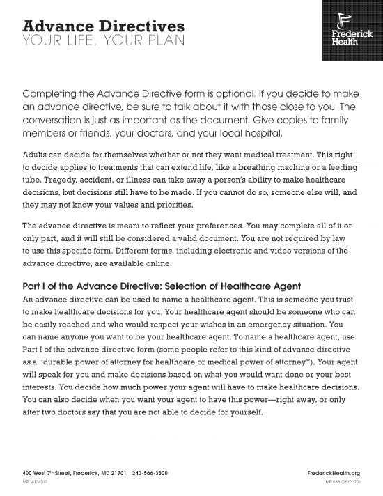 Free Maryland Advance Directive Form Template PDF Word EForms Free maryland advance directive form template pdf word eforms
