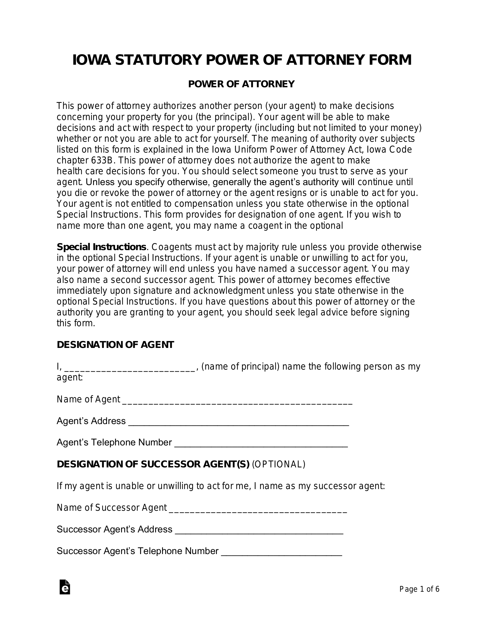 Free Iowa Power of Attorney Forms (9 Types) - PDF | Word – eForms