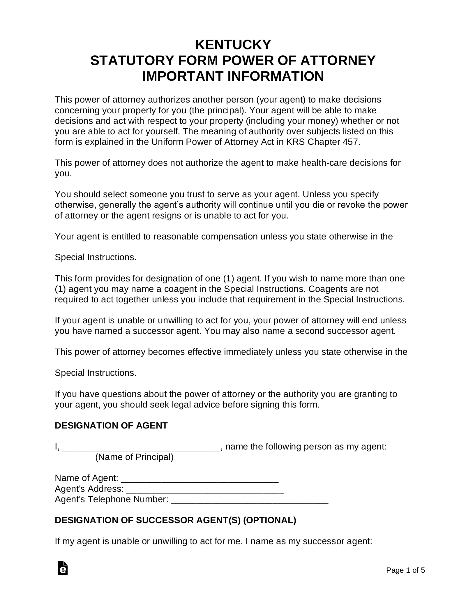 Free Kentucky Power Of Attorney Forms 10 Types PDF Word EForms Free Kentucky Power Of Attorney Forms 10 Types PDF Word EForms