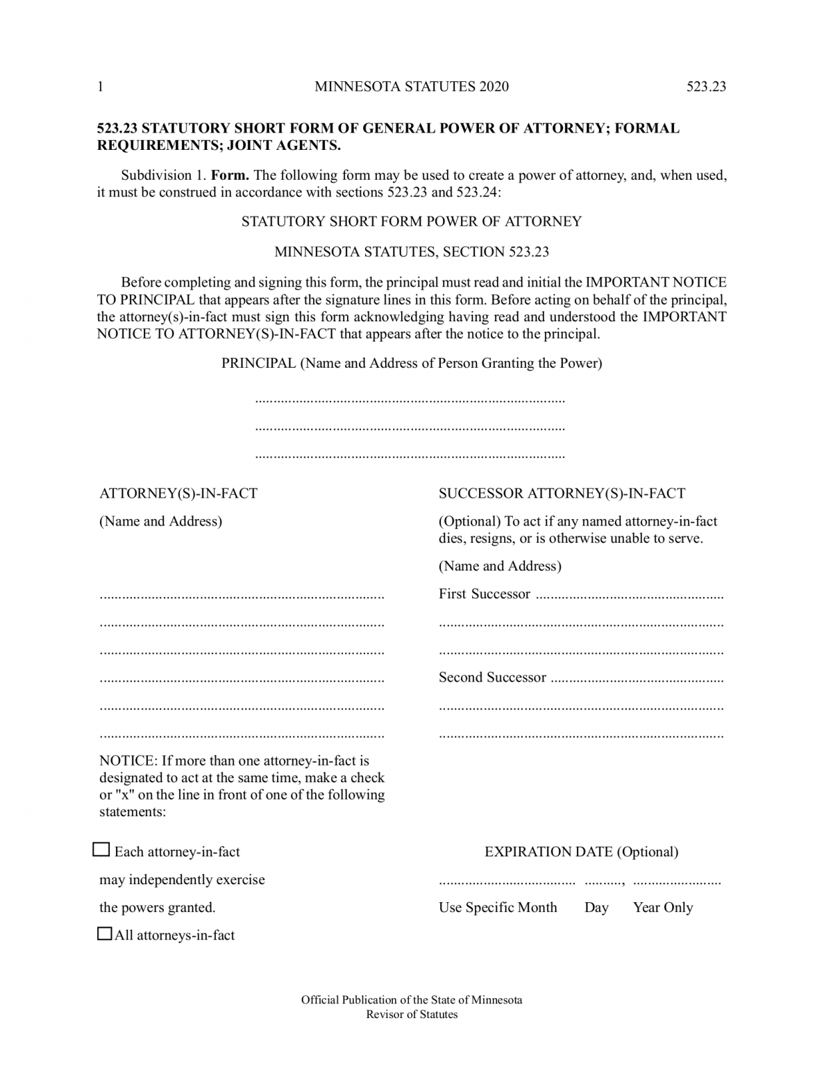 free-minnesota-power-of-attorney-forms-pdf-eforms