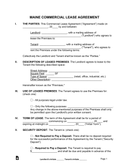 Maine Commercial Lease Agreement Template