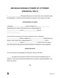 Michigan Power of Attorney Forms (9 Types)