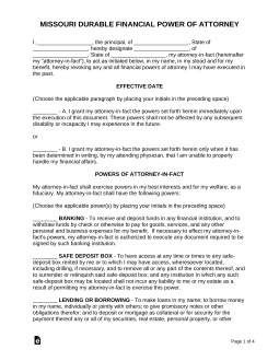 Missouri Power of Attorney Forms (9 Types)