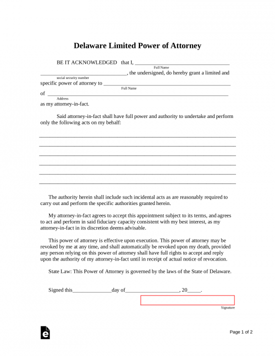 Free Delaware Power Of Attorney Forms 9 Types PDF Word EForms