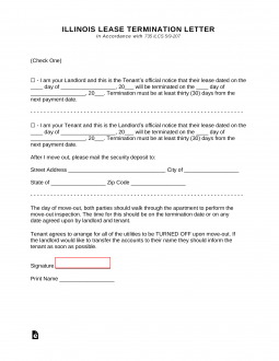 Illinois Lease Termination Letter Form | 30-Day Notice