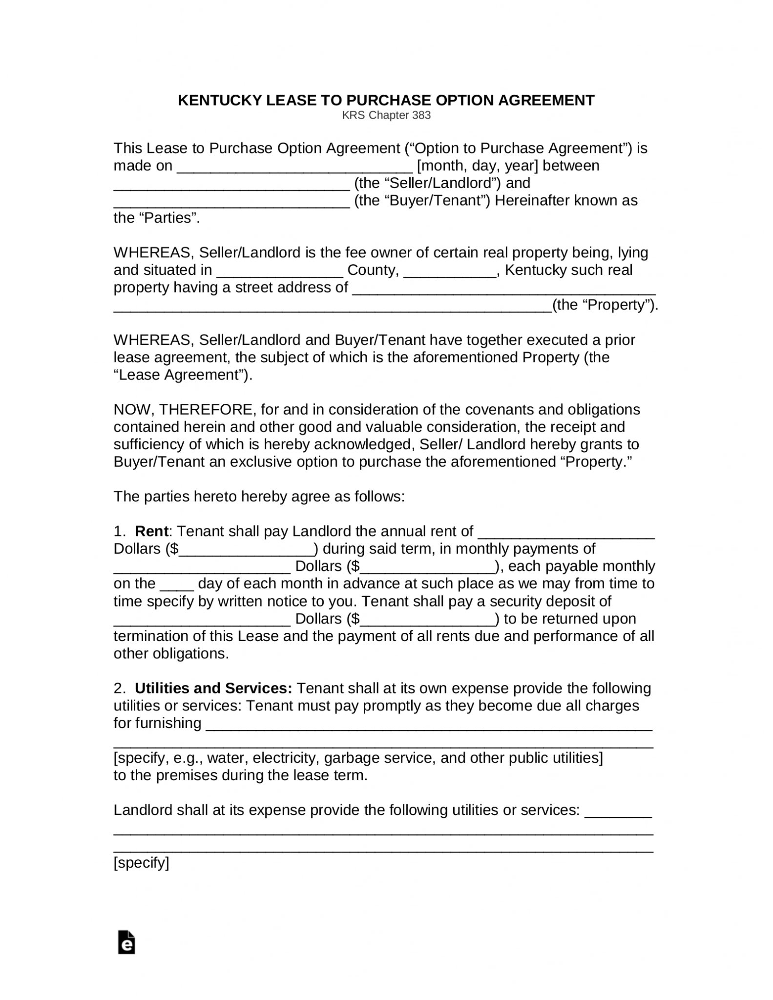 Free Kentucky Rent-to-Own Lease Agreement - PDF | Word – eForms