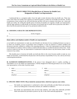 New Jersey Medical Power of Attorney Form