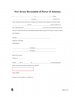 New Jersey Revocation Power of Attorney Form