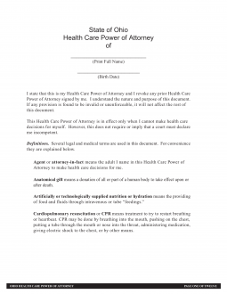 Ohio Medical Power of Attorney Form