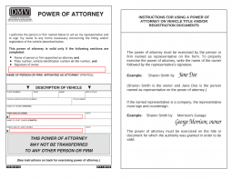 Oregon Motor Vehicle Power of Attorney (Form 735-500)