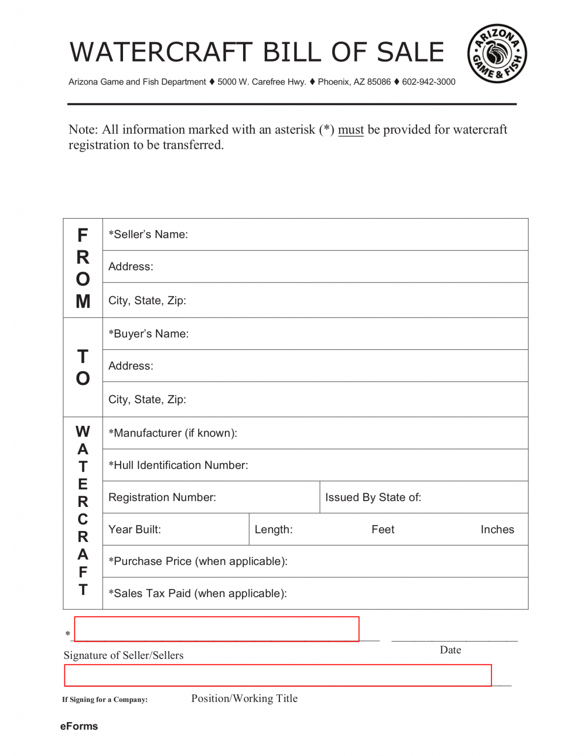 Free Arizona Bill of Sale Forms PDF eForms