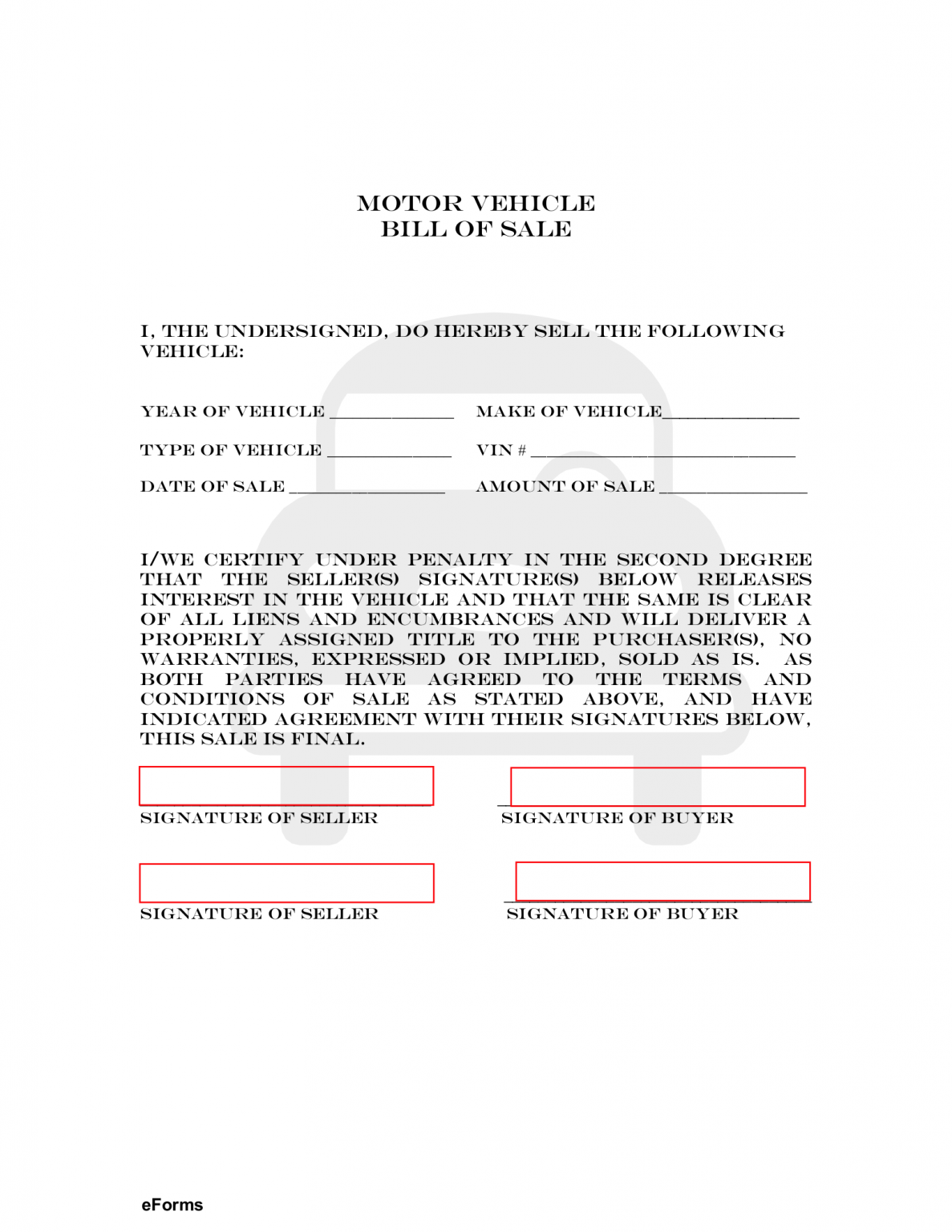 Bill Of Sale Template Virginia